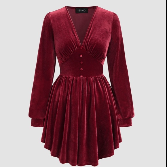 Cider Dresses & Skirts - Cider Velvet V-Neck Mini Dress Long Sleeve Pink Size XS
